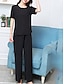 cheap Women&#039;s Loungewear-Women&#039;s Loungewear Sets 2 Pieces Pure Color Fashion Casual Comfort Street Daily Date Polyester Breathable Crew Neck Short Sleeve Pant Elastic Waist Summer Spring Black White