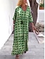 abordables Robes à motifs-Femme Robe casual Imprimer Col V Robe longue maxi du quotidien Vacances Manches 3/4 Eté Printemps