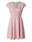 billige Uformelle blomsterkjoler-Dame Uformell kjole Floral kjole Mini kjole Svart Navyblå Kortermet Blomstret Trykt mønster Sommer Vår V-hals Mote Feriereise 2023 S M L XL