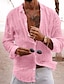 cheap Cotton Linen Shirt-Men&#039;s Linen Shirt Casual Shirt Summer Shirt Beach Shirt Black White Pink Long Sleeve Plain Lapel Spring &amp; Summer Hawaiian Holiday Clothing Apparel Basic