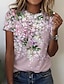 abordables T-shirts Femme-Femme T shirt Tee Floral Vacances Fin de semaine Imprimer Impression personnalisée Manche Courte basique Col Rond