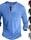 cheap Basic Henley-Men&#039;s Henley Shirt Tee Solid Color Henley Wine Green Black Blue Khaki Casual Holiday Long Sleeve Button-Down Clothing Apparel Fashion Designer Comfortable Essential