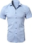 رخيصةأون قمصان رجالية-رجالي قميص قميص رسمي أسود أبيض أزرق البحرية كم قصير Lapel الصيف زفاف المكتب &amp; الوظيفة ملابس