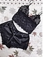 Χαμηλού Κόστους Γυναικεία Ρούχα Ύπνου-γυναικείο μπλουζάκι πιτζάμα και παντελόνι 2 τμχ καθαρό χρώμα μόδα ζεστό casual σπίτι καθημερινό κρεβάτι σατέν που αναπνέει τιράντες αμάνικο λουράκι σορτς εξώπλατο καλοκαίρι άνοιξη μαύρο ροζ