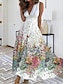 olcso Mintás ruhák-Női hétköznapi ruha A vonalú ruha Ujjatlan ruha Virágos Pillangó Nyomtatott V-alakú Maxi hosszú ruha Napi Randi Ujjatlan Nyár Tavasz
