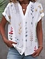 billige Bluser og trøjer til kvinder-Dame Skjorte Bluse Blomstret Trykt mønster Afslappet Ferie Basale Kortærmet Stående krave Rød