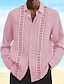 preiswerte Herren Hawaiihemd-Herren Knopfhemd Lässiges Hemd Sommerhemd Strandhemd Weiß Rosa Blau Langarm Grafik-Drucke Kargen Frühling Sommer Casual Täglich Bekleidung Bedruckt