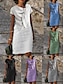 preiswerte Kleider aus Baumwolle und Leinen entwerfen-Damen Weißes Kleid Casual kleid Baumwoll-Kleid Midikleid mit Schnürung Verknotet Basic Täglich Urlaub V Ausschnitt Kurzarm Sommer Frühling Schwarz Weiß Glatt