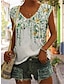 ieftine Bluze &amp; Camisole Damă-Pentru femei Bluză Floral Imprimeu Casual Concediu De Bază Fără manșon În V Roz Îmbujorat