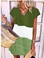 olcso Mintás ruhák-Női Színes Sima Nyomtatott V-alakú Mini ruha Klasszikus Napi Vakáció Rövid ujjú Nyár Tavasz