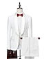 abordables Costumes Homme-Costumes de mariage blancs pour hommes, 3 pièces, couleur unie, coupe standard, simple boutonnage, un bouton, 2024