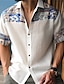 cheap Men&#039;s Boho Shirts-Men&#039;s Shirt Floral Tribal GraphicTurndown Apricot Blue Khaki Outdoor Street Short Sleeves Print Clothing Apparel Fashion Designer Casual Soft