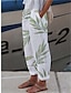 cheap Graphic Bottoms-Women&#039;s Linen Pants Baggy Pants Linen Cotton Blend Side Pockets Print Full Length White Summer