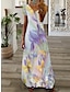 cheap Print Dresses-Women&#039;s Casual Dress Graphic Marbling Print V Neck Maxi long Dress Casual Daily Vacation Short Sleeve Summer Spring