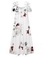 voordelige Jurken met print-Vrouwen swing jurk maxi lange jurk beige korte mouwen bloemen koude schouder print herfst zomer v-hals stijlvol casual modern 2022 3xl