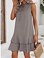 cheap Print Dresses-Women&#039;s Tank Dress Hollow Out Print Stand Collar Mini Dress Date Sleeveless Summer Spring