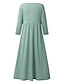 Χαμηλού Κόστους απλά φορέματα-Γυναικεία Φόρεμα σε γραμμή Α Σκέτο Τσέπη Λαιμόκοψη V Μίντι φόρεμα Κομψό Καθημερινά 3/4 Μήκος Μανικιού Καλοκαίρι Άνοιξη