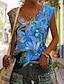 billige Tanks og camisole til kvinner-Dame Singleter Blomstret Trykt mønster Avslappet Ferie Grunnleggende Ermeløs V-hals Rød