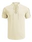 abordables Vacances-Homme Chemise Chemise en lin Chemise Décontractée Chemise de Plage Uni Vacances Hawaïen Noir Blanche Bleu Marron Manche Courte Col montant Printemps &amp; Été Vêtement Tenue Basique