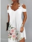 preiswerte Bedruckte Kleider-Damen skims dress Blumen Spitze Bedruckt Gurt Minikleid Täglich Verabredung Kurzarm Sommer Frühling
