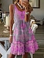 cheap Print Dresses-Women&#039;s Sundress Tank Dress Floral Ruched Print U Neck Midi Dress Tropical Vacation Beach Sleeveless Summer Spring