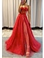 זול שמלות נשף-A-line שמלות נשף נוצצות שמלת כלה שמלת כלה גותית רשמית באורך הרצפה ללא שרוולים ספגטי טול מתוקה עם שסע 2024