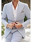 זול חליפות-חליפות גברים כחולות חתונת חוף אביב קיץ פסי סיכה 2 חלקים בצבע אחיד בהתאמה סטנדרטית עם שני כפתורים חד חזה 2024