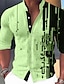 cheap Men&#039;s Printed Shirts-Men&#039;s Shirt Linen Shirt Graphic Prints Geometry Stand Collar Blue-Green White Pink Blue Green Outdoor Street Long Sleeve Print Clothing Apparel Linen Fashion Streetwear Designer Casual