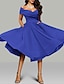 cheap Wedding Guest Dresses-A-Line Prom Dresses Vintage Dress Wedding Guest Summer Tea Length Sleeveless Off Shoulder Organza Backless with Ruched 2024