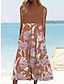זול שמלות עם הדפס-בגדי ריקוד נשים שמלת גופייה פרחוני גראפי דפוס צווארון עגול קצר שמלת מידי יומי חופשה ללא שרוולים קיץ אביב