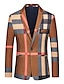 Недорогие Блейзер и куртка-Мужской клетчатый свадебный повседневный пиджак в клетку, стандартный покрой, однобортный однобортный с геометрическим узором на одной пуговице, синий, хаки, 2024