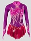 abordables Patinage Artistique-Robe de Patinage Artistique Femme Fille Patinage Robes Tenue Rose clair Violet Jaune Spandex Haute élasticité Compétition Tenue de Patinage Fait à la main Botanique Floral manche longue Patinage sur