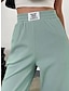 זול מכנסי פשתן מכותנה לנשים-בגדי ריקוד נשים רגל רחבה צ&#039;ינו פוליאסטר כיס בג&#039;י מותניים גבוהים אורך עגל שחור קיץ