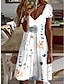 voordelige Jurken met print-Dames Bloemig Afdrukken V-hals Mini-jurk Dagelijks Afspraakje Korte mouw Zomer Lente