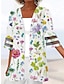 abordables chaquetas casuales-Mujer Chaqueta Chaqueta casual Exterior Retazos Floral Transpirable Moda Ajuste regular Ropa de calle Manga 3/4 Verano Rosa Claro S