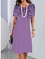 preiswerte Bedruckte Kleider-Damen Farbverlauf Blatt Bedruckt Rundhalsausschnitt Minikleid Täglich Kurzarm Sommer Frühling