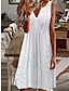 Χαμηλού Κόστους απλά φορέματα-Γυναικεία Λευκό φόρεμα Καθημερινό φόρεμα Αμάνικο φόρεμα Μίντι φόρεμα Μικρή Οπή Βασικό Κλασσικό Καθημερινά Διχασμένος λαιμός Αμάνικο Καλοκαίρι Άνοιξη Μαύρο Λευκό Σκέτο
