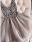 cheap Homecoming Dresses-A-Line Homecoming Dresses Sparkle &amp; Shine Dress Party Wear Birthday Short / Mini Sleeveless V Neck Tulle with Glitter 2024