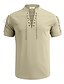 abordables Vacances-Homme Chemise Chemise en lin Chemise Décontractée Chemise de Plage Uni Vacances Hawaïen Noir Blanche Bleu Marron Manche Courte Col montant Printemps &amp; Été Vêtement Tenue Basique