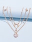 abordables Colliers et pendentifs-1 pc Collier Chaîne Collier Multirang For Femme Clair Mariage Soirée Cadeau Alliage Lune Cœur Etoile