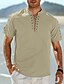 abordables Vacances-Homme Chemise Chemise en lin Chemise Décontractée Chemise de Plage Uni Vacances Hawaïen Noir Blanche Bleu Marron Manche Courte Col montant Printemps &amp; Été Vêtement Tenue Basique