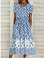 cheap Print Dresses-Women&#039;s Floral Ditsy Floral Ruched Pocket Crew Neck Midi Dress Daily Date Short Sleeve Summer Spring