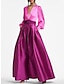 billiga Aftonklänningar-a-line aftonklänning festklänning elegant klänning formell bröllop gäst golvlängd kortärmad v-ringad bälte / skärp satin med veck 2024
