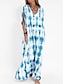 Χαμηλού Κόστους Print Φορέματα-Γυναικεία Μακρύ Φόρεμα Μάξι Φόρεμα Καθημερινό φόρεμα Καλοκαιρινό φόρεμα Φόρεμα εκτύπωσης Δετοβαμένο Μοντέρνα Κομψό στυλ street Καθημερινά Αργίες Διακοπές Στάμπα 3/4 Μήκος Μανικιού Λαιμόκοψη V Φόρεμα