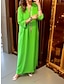 olcso sima ruhák-Női Tőke hétköznapi ruha Falevél Sima Zseb V-alakú Maxi hosszú ruha Alap Klasszikus Napi Vakáció Háromnegyedes Nyár Tavasz