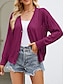 abordables Cárdigans-Mujer Chaqueta de Punto Escote en Pico Croché Tejer Polyester Botón Agujero Verano Primavera Diario Noche Fin de semana Elegante Casual Suave Manga Larga Color sólido Morado Verde Trébol Caqui S M L