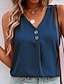 cheap Tank Tops &amp; Camis-Women&#039;s Tank Top Plain Button Casual Vintage Streetwear Sleeveless V Neck Watermelon Red