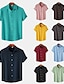 baratos camisa de botão masculina-Homens Camisa casual Preto Amarelo Rosa Vinho Azul Manga Curta Tecido Lapela Férias Rua Básico Roupa Poliéster Moda Lazer