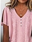 preiswerte T-Shirts für Damen-Damen T Shirt Henley Shirt Bluse Glatt Casual Taste Ausgeschnitten Rosa Kurzarm Basic V Ausschnitt