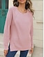 cheap Sweaters-Women&#039;s Pullover Sweater Jumper Crew Neck Ribbed Knit Acrylic Split Hole Summer Spring Daily Going out Weekend Stylish Casual Soft Long Sleeve Solid Color Black White Pink S M L